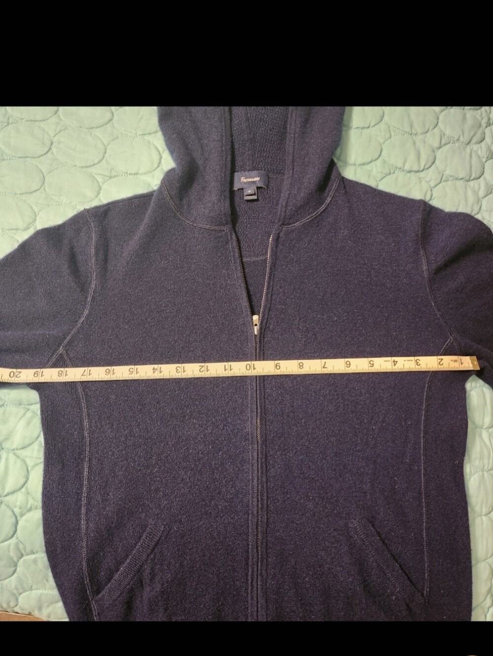 Faconnable Cashmere Sweater Hoodie Navy Blue Small